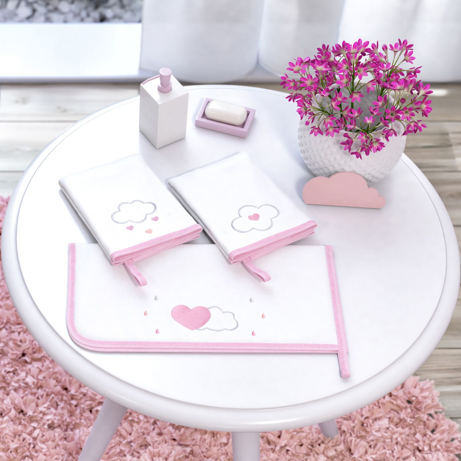 Jogo de Fraldas de Boca Malha Chuva de Amor