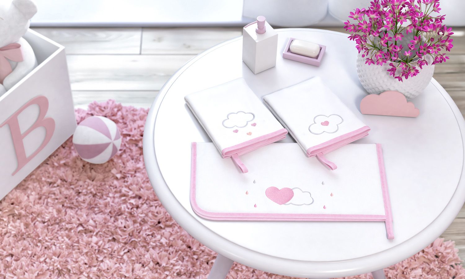 Jogo de Fraldas de Boca Malha Chuva de Amor