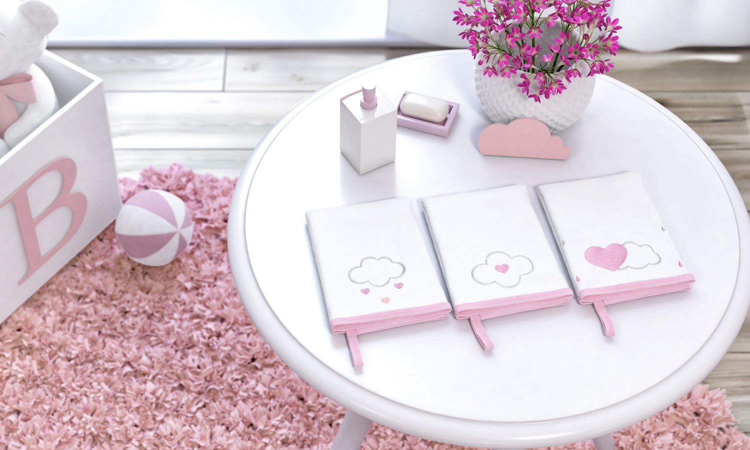 Jogo de Fraldas de Boca Malha Chuva de Amor