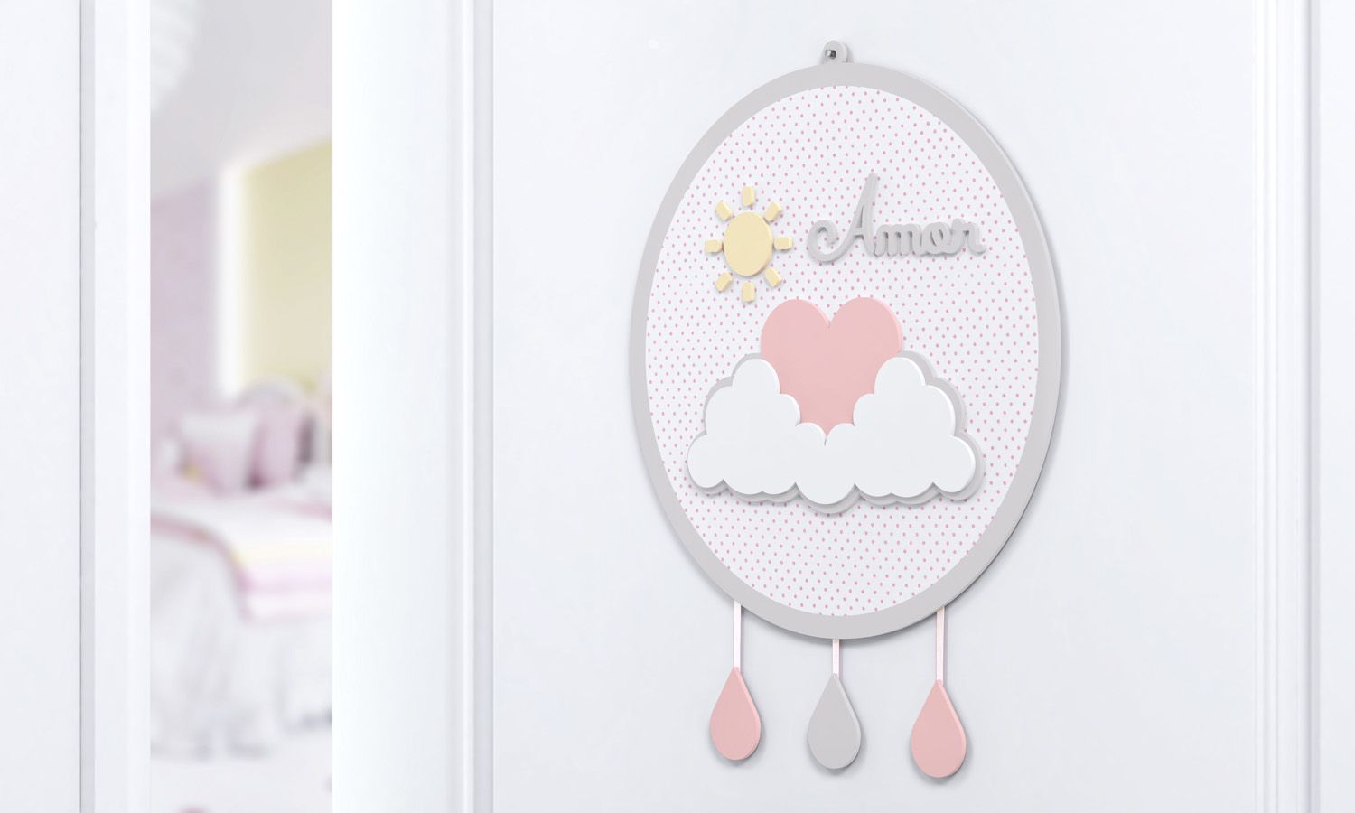 Porta Maternidade MDF Chuva de Amor