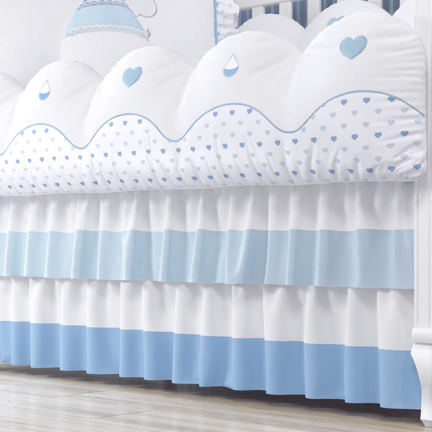 Saia de Berço Babado Duplo Rosa e Salmão